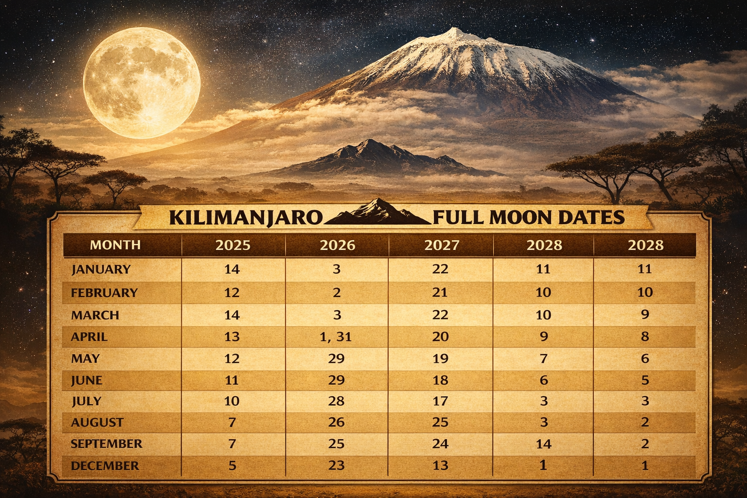 Kilimanjaro Full Moon Dates: The Ultimate Guide for a Magical Summit Experience.